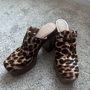 Gianni Bini Animal Print Platform Mules